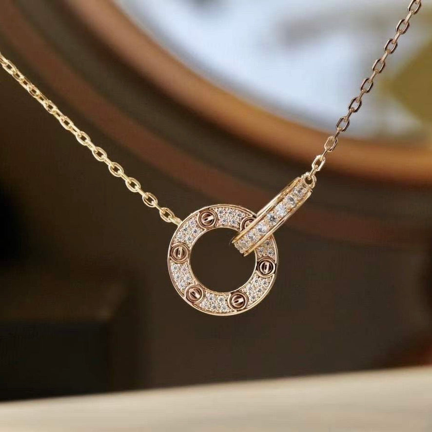 ¡®Dream¡¯LOVE 7,6 MM HALSKETTE ROSÉGOLD UND SILBER VOLL MIT DIAMANTEN