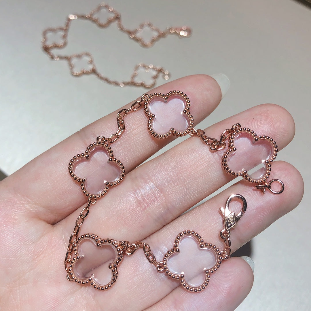[Dream]New CLOVER 5 MOTIF ROCK CRYSTAL BRACELET