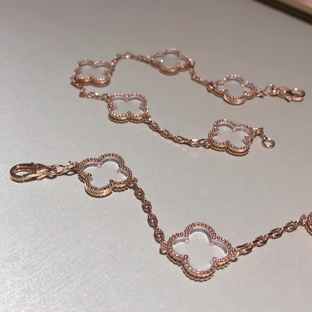 [Dream]New CLOVER 5 MOTIF ROCK CRYSTAL BRACELET