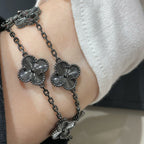 [Dream]New CLOVER 5 MOTIF BLACK BRACELET