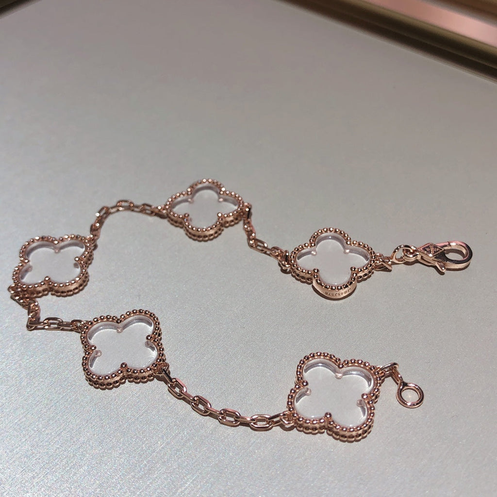 [Dream]New CLOVER 5 MOTIF ROCK CRYSTAL BRACELET