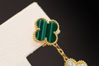 „Dream“-Ohrringe, Kleeblatt, Gold, Malachit, Diamant, 3 Motive