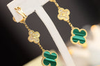 „Dream“-Ohrringe, Kleeblatt, Gold, Malachit, Diamant, 3 Motive