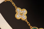 „Dream“-Ohrringe, Kleeblatt, Gold, Malachit, Diamant, 3 Motive
