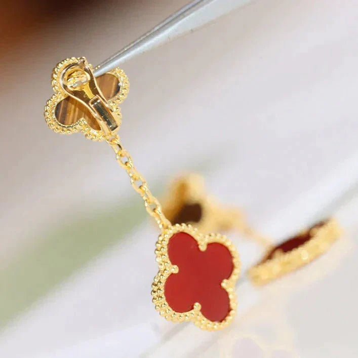 ¡®Dream¡¯CLOVER  2 MOTIF  TIGER EYE CARNELIAN EARRINGS