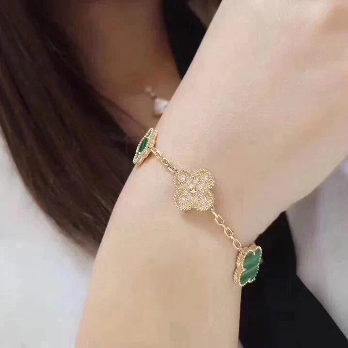 [Dream]New CLOVER 5 MOTIF MALACHITE ブレスレット コレクション