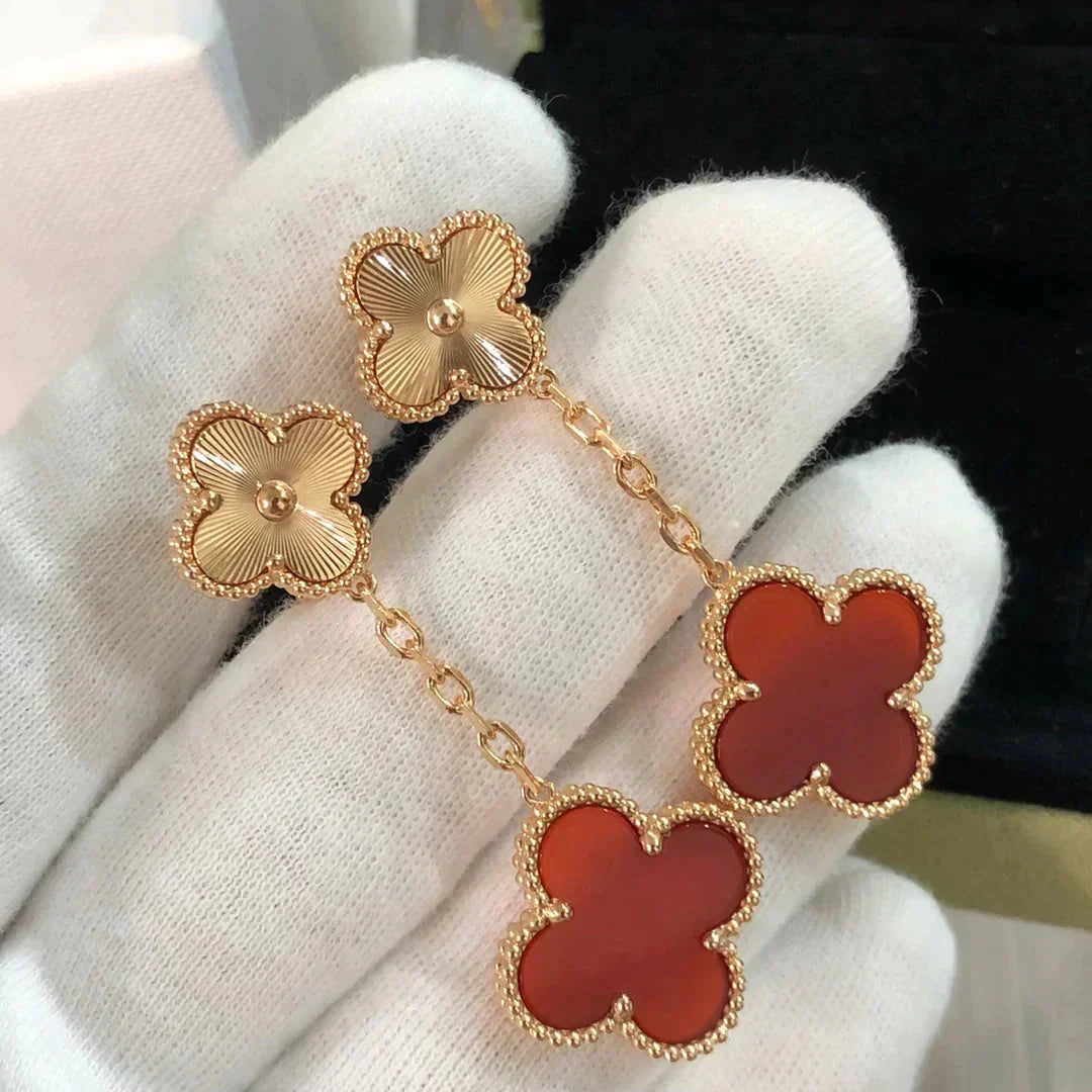 „Dream“-CLOVER 2 MOTIF LASER-KARNEOL-OHRRINGE