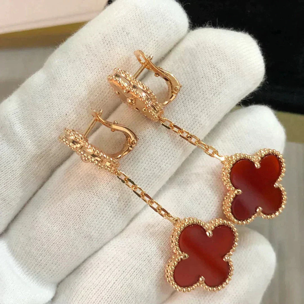 ¡®Dream¡¯CLOVER 2 MOTIF  LASER CARNELIAN EARRINGS
