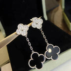 „Dream“ CLOVER 2 MOTIVE DIAMANT ONYX OHRRINGE SILBER