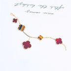 „Dream“CLOVER-ARMBAND, 5 MOTIVE, KARNEOL, TIGERAUGE