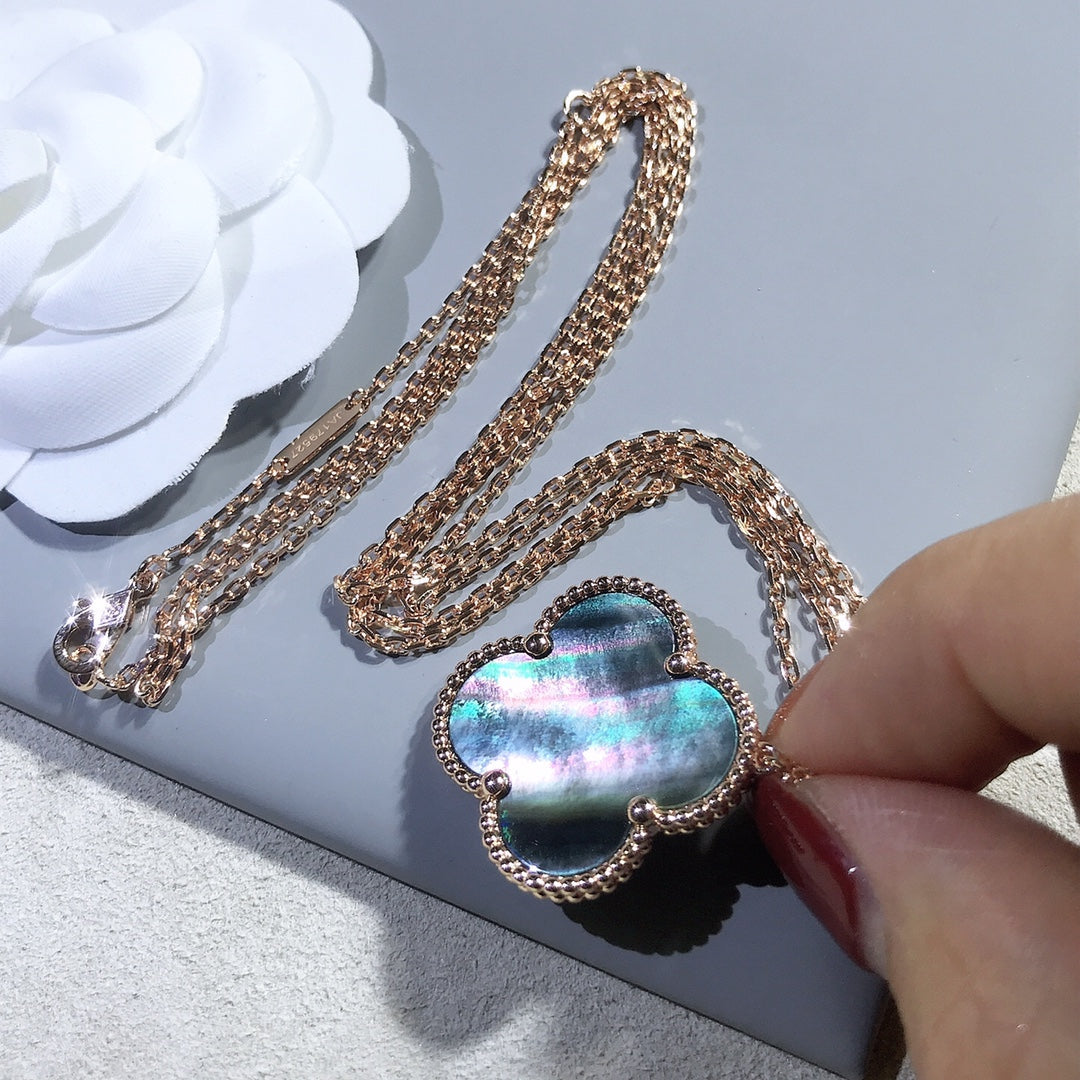 ¡®Dream¡¯CLOVER 25MM GOLD DARK MOP BIG CLOVER HALSKETTE