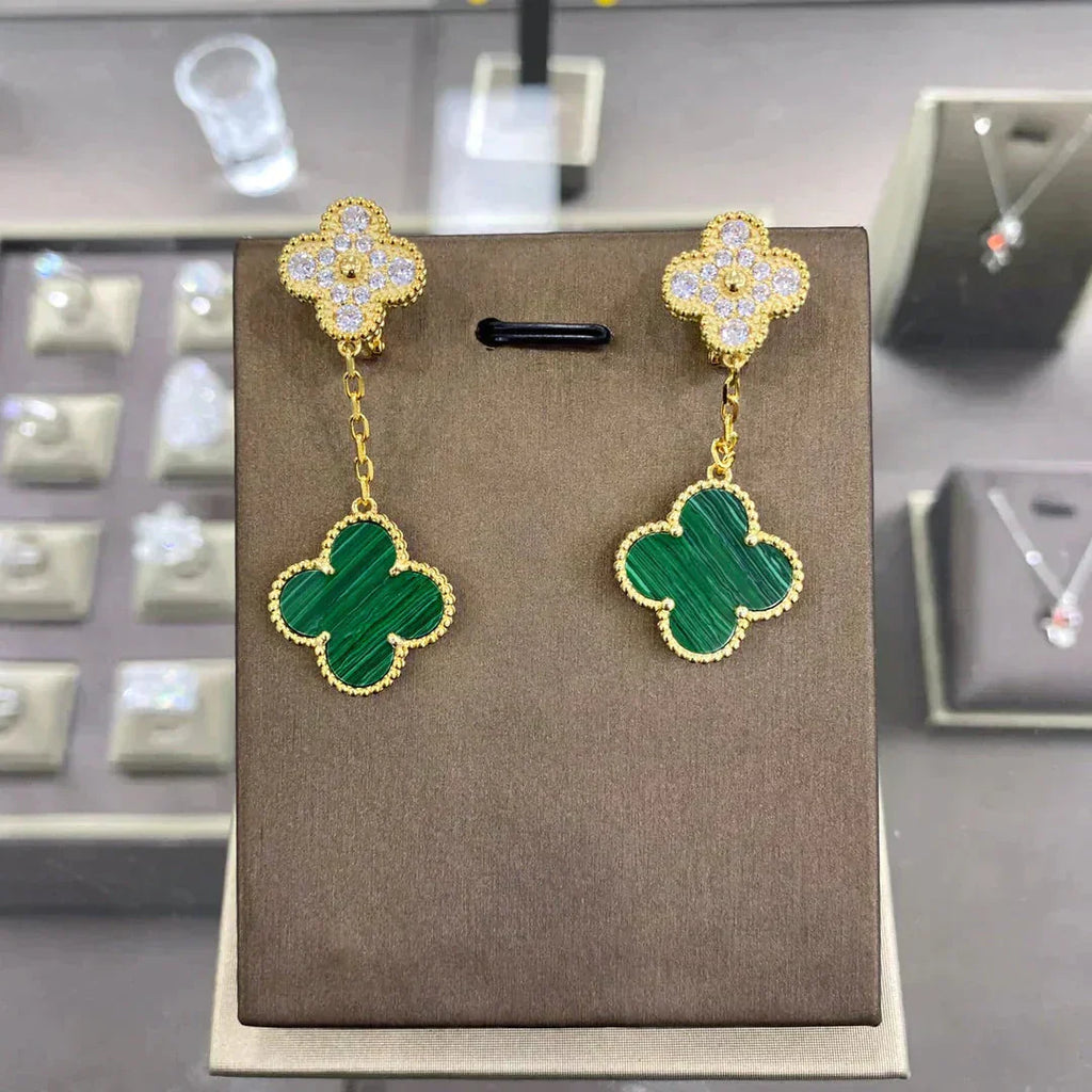 »Dream«CLOVER 2 MOTIVE DIAMANT-OHRRINGE (MEHRERE AUSWAHLMÖGLICHKEITEN)