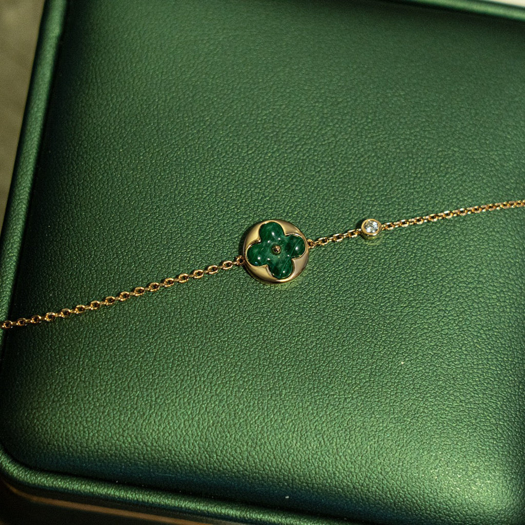 ¡®Dream¡¯SUN MALACHITE 1 DIAMOND PINK GOLD BRACELET