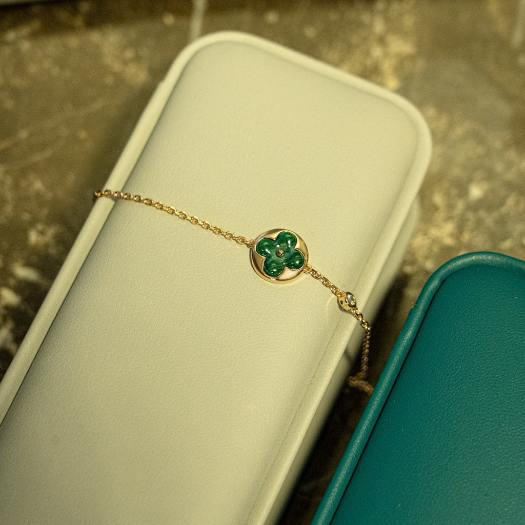 ¡®Dream¡¯SUN MALACHITE 1 DIAMOND PINK GOLD BRACELET