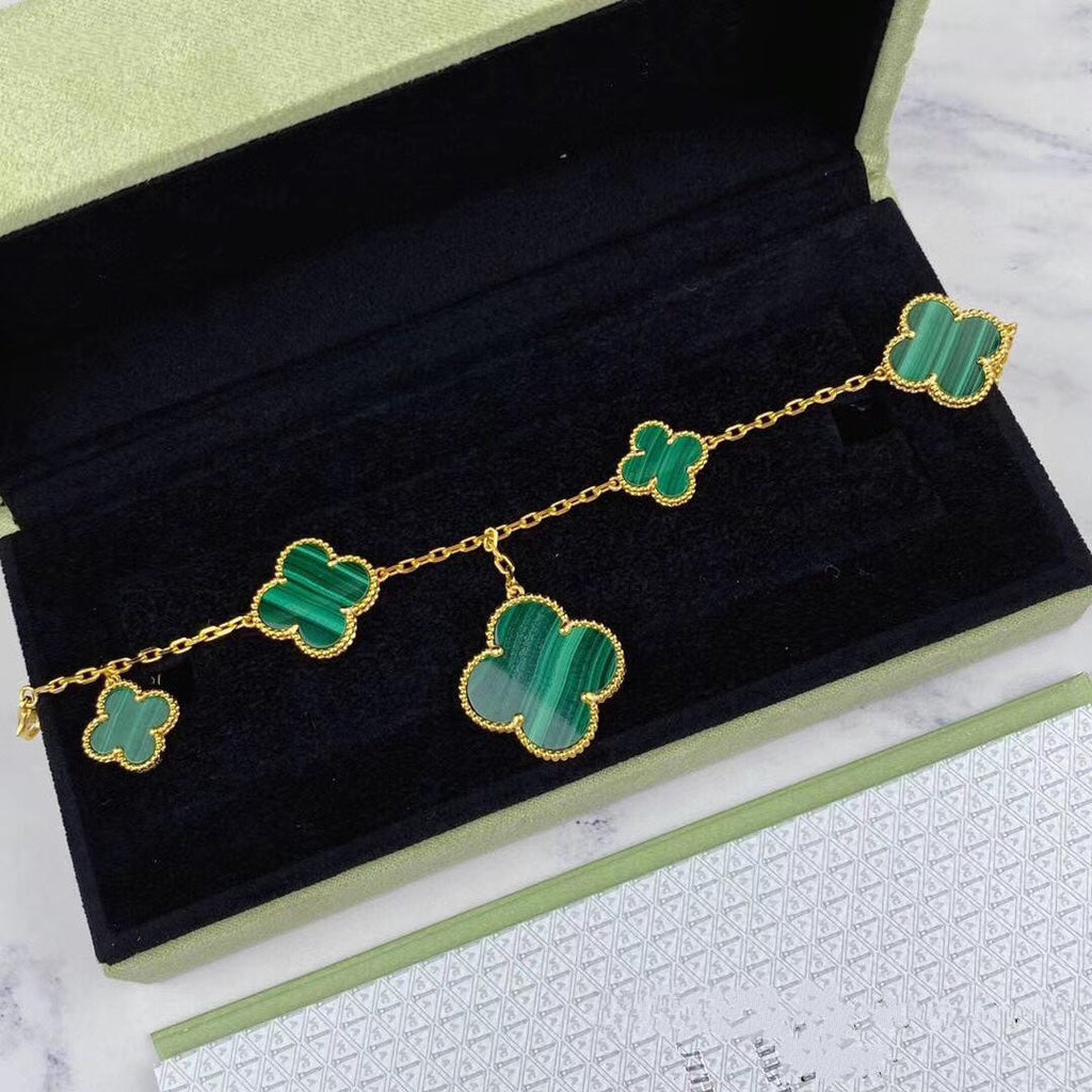 ¡®Dream¡¯MAGIC CLOVER MALACHIT GOLD ARMBAND 5 MOTIVE