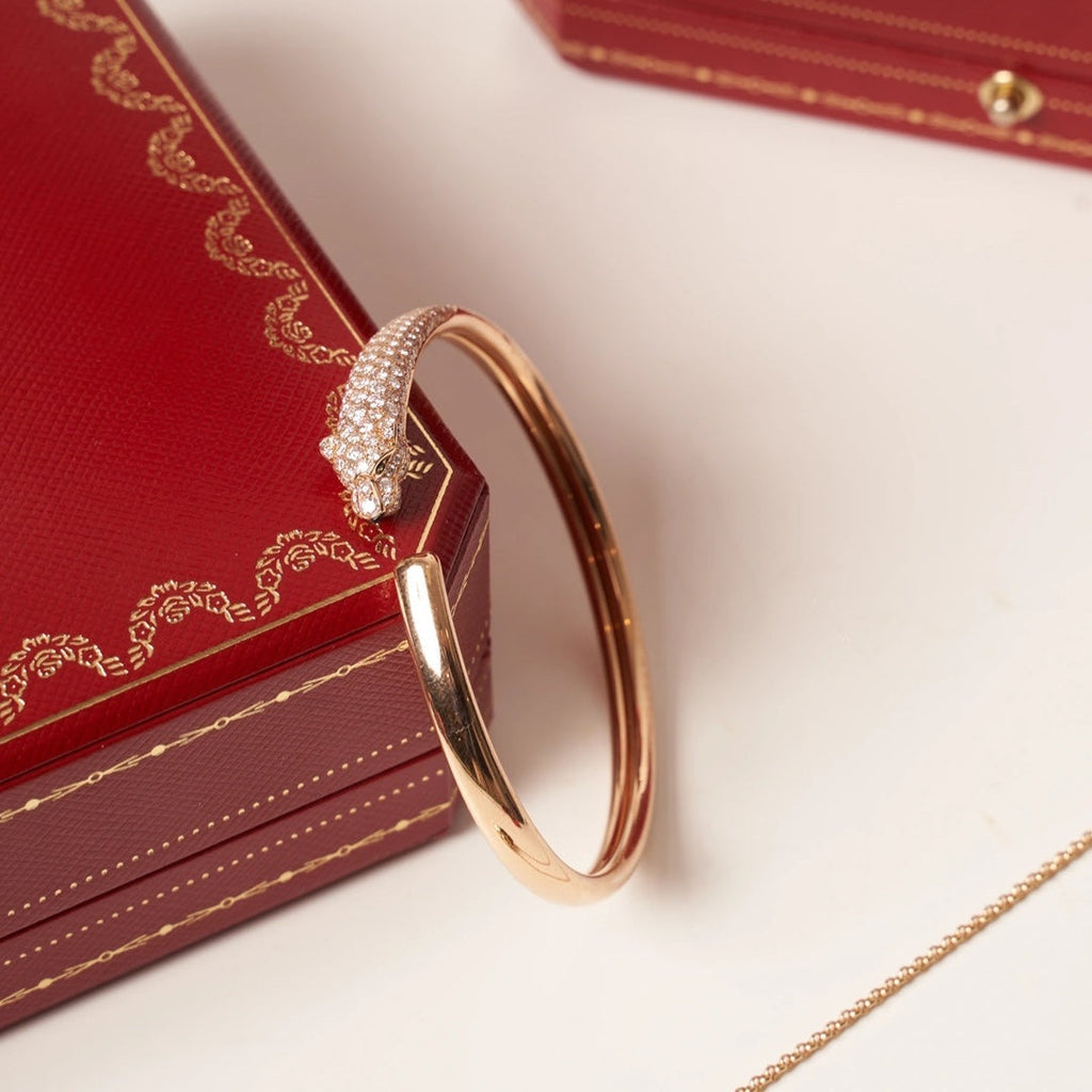 ¡®Dream¡¯PANTHERE ROSE GOLD DIAMOND OPEN BRACELET