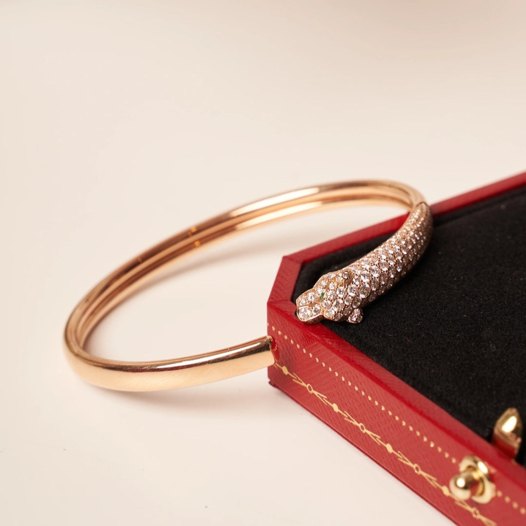 ¡®Dream¡¯PANTHERE ROSE GOLD DIAMOND OPEN BRACELET