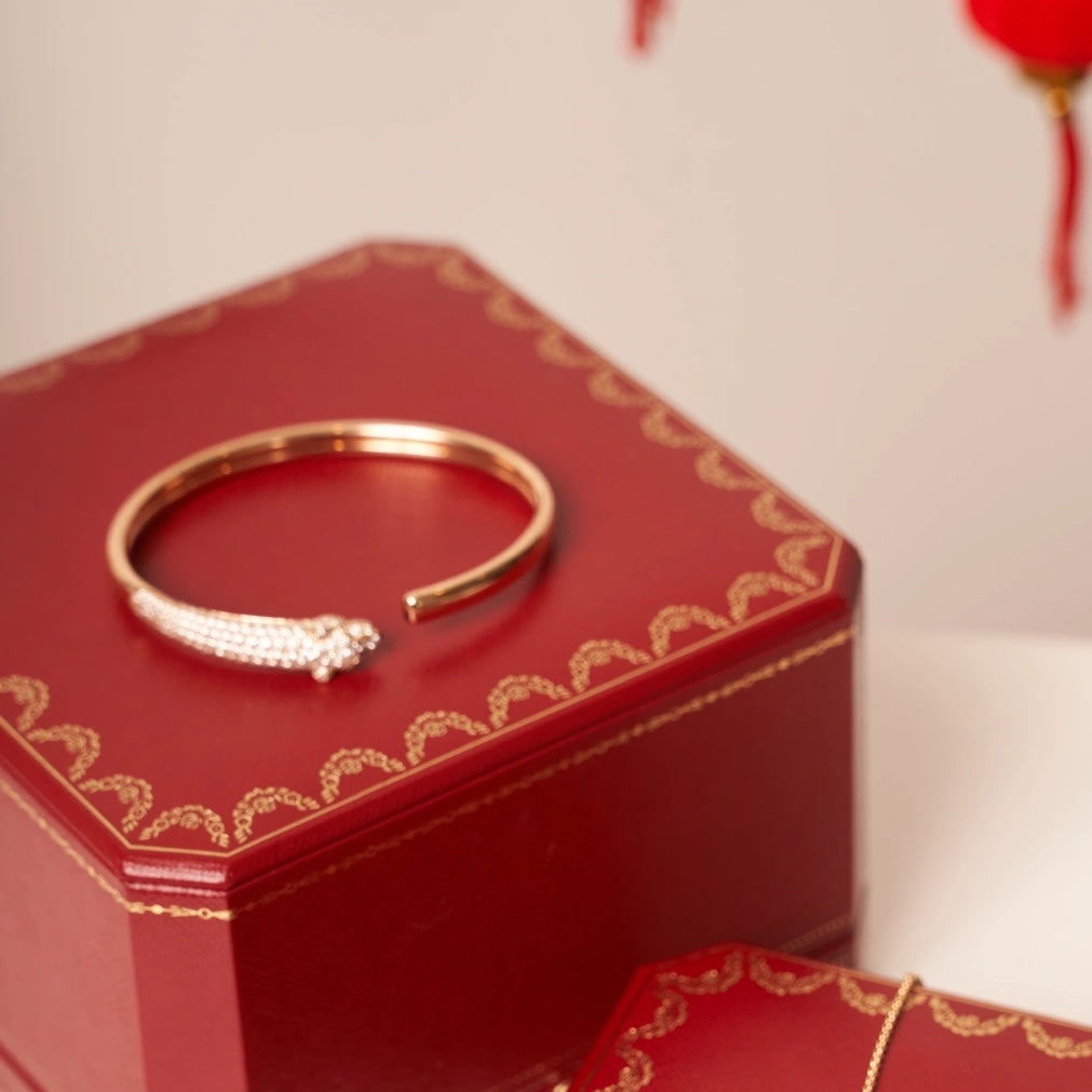 ¡®Dream¡¯PANTHERE ROSE GOLD DIAMOND OPEN BRACELET