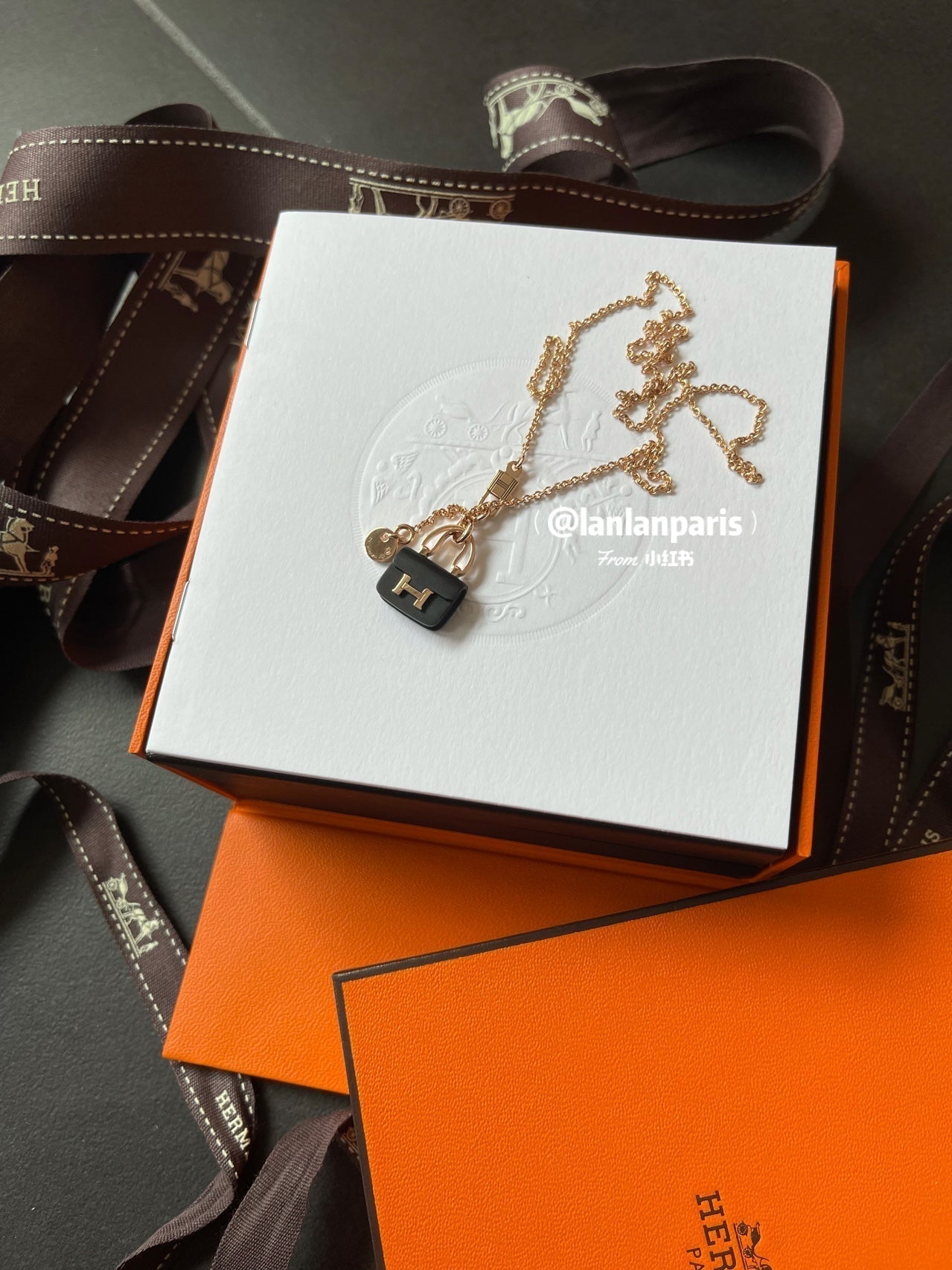 ¡®Dream¡¯CONSTANCE SCHWARZ ANHÄNGER ROSÉGOLD KETTE