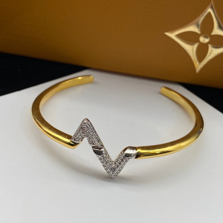 ¡®Dream¡¯VOLTE UPSITE DOWN DIAMOND GOLD OPEN BRACELET