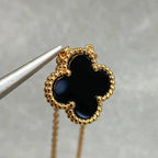 夢CLOVER 15MM ブラックオニキス シングル フラワー ネックレス