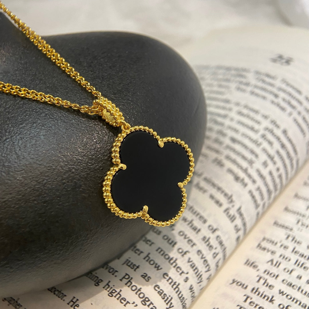 ¡®Dream¡¯CLOVER 25MM NECKLACE GOLD ONYX