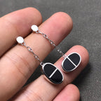 ¡®Dream¡¯CHAINE VERSO BLACK CERAMIC SILVER EARRINGS