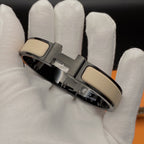 Armband „Dream“ mit 12 mm breiten schwarzen und beigen Keramikelementen