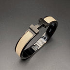 Armband „Dream“ mit 12 mm breiten schwarzen und beigen Keramikelementen