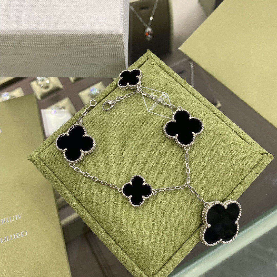 ¡®Dream¡¯CLOVER 5 MOTIVE SILBER ONYX ARMBAND