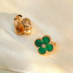 „Dream“-Ohrringe, CLOVER MEDIUM, 1 Motiv, MALACHIT, DIAMANTEN