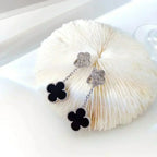 „Dream“ CLOVER 2 MOTIVE DIAMANT ONYX OHRRINGE SILBER