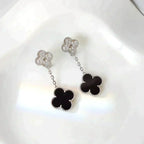„Dream“ CLOVER 2 MOTIVE DIAMANT ONYX OHRRINGE SILBER