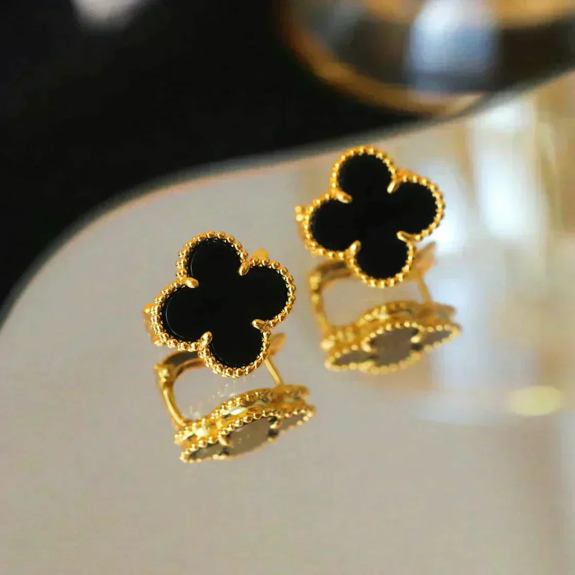 ¡®Dream¡¯CLOVER MITTELGROSSE 1-MOTIV-ONYX-OHRSTECKER