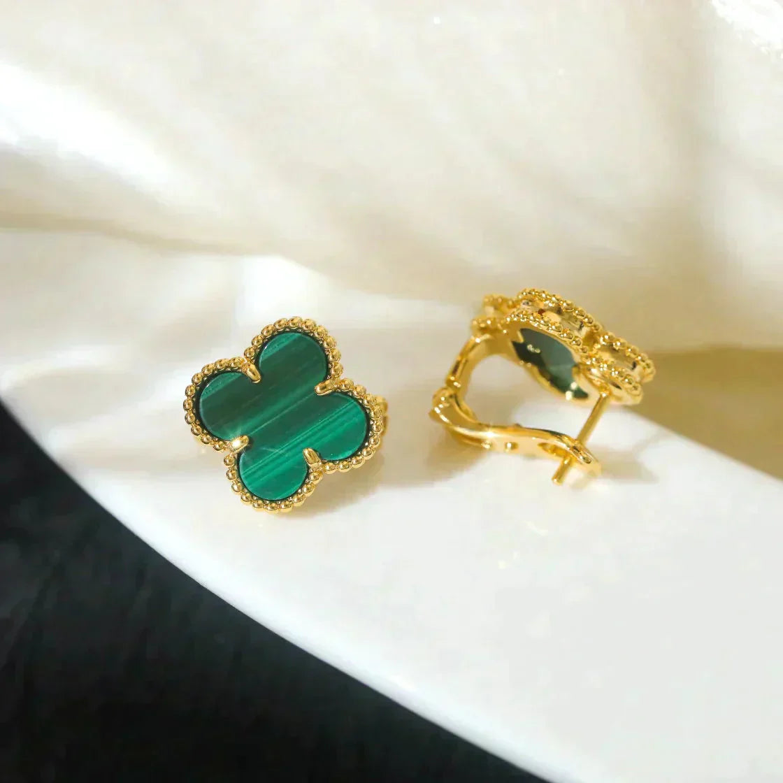 ¡®Dream¡¯CLOVER MEDIUM 1 MOTIFS MALACHITE  EARRINGS