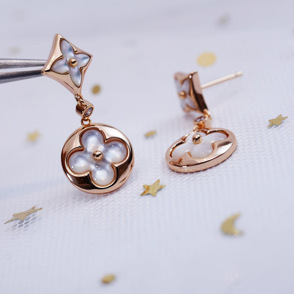 ¡®Dream¡¯STAR AND SUN PINK GOLD MOP DROP EARRINGS