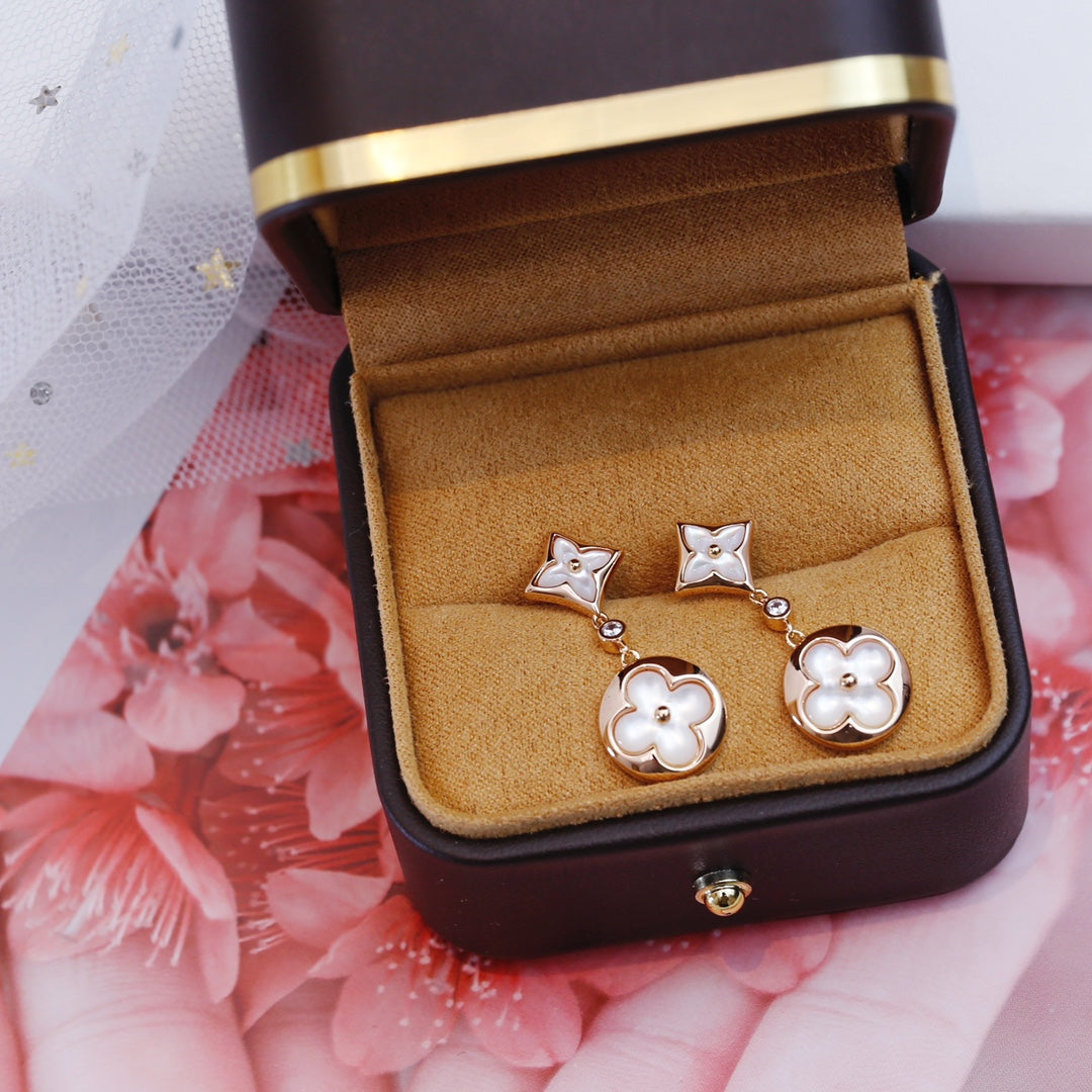 ¡®Dream¡¯STAR AND SUN PINK GOLD MOP DROP EARRINGS