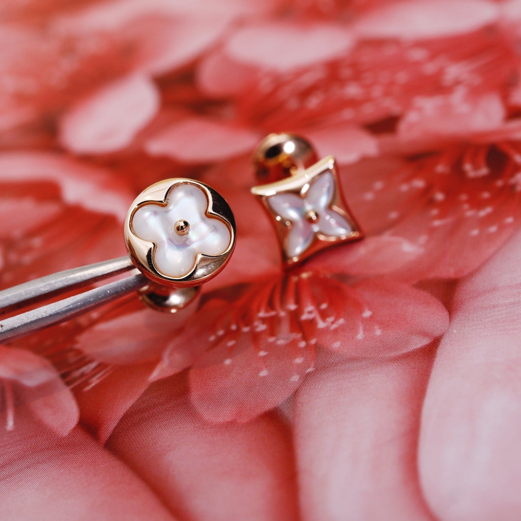 ¡®Dream¡¯STAR AND SUN PINK GOLD MOP STUD EARRINGS