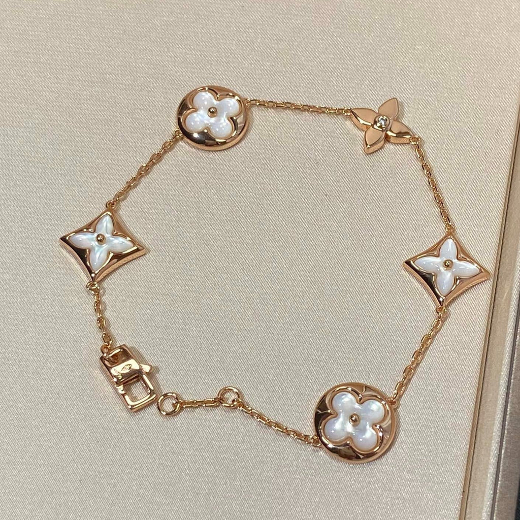 ¡®Dream¡¯STAR AND SUN 5 MOTIF MOP PINK GOLD BRACELET