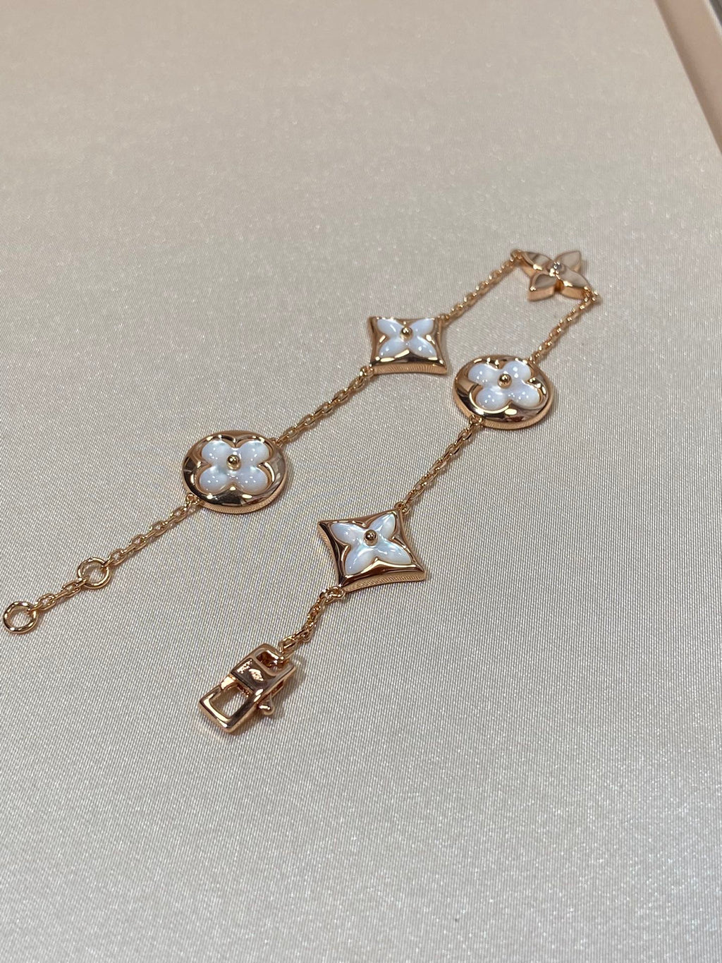 ¡®Dream¡¯STAR AND SUN 5 MOTIF MOP PINK GOLD BRACELET