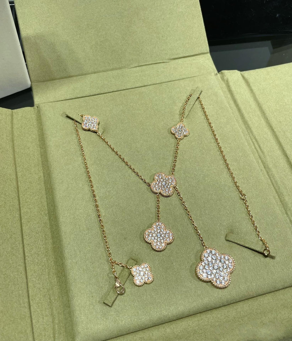 ¡®Dream¡¯CLOVER 6 MOTIF DIAMOND PAVED NECKLACE