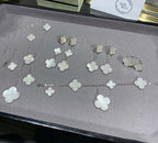 「ドリーム」クローバー5モチーフ ホワイトマザーオブパール シルバーブレスレット