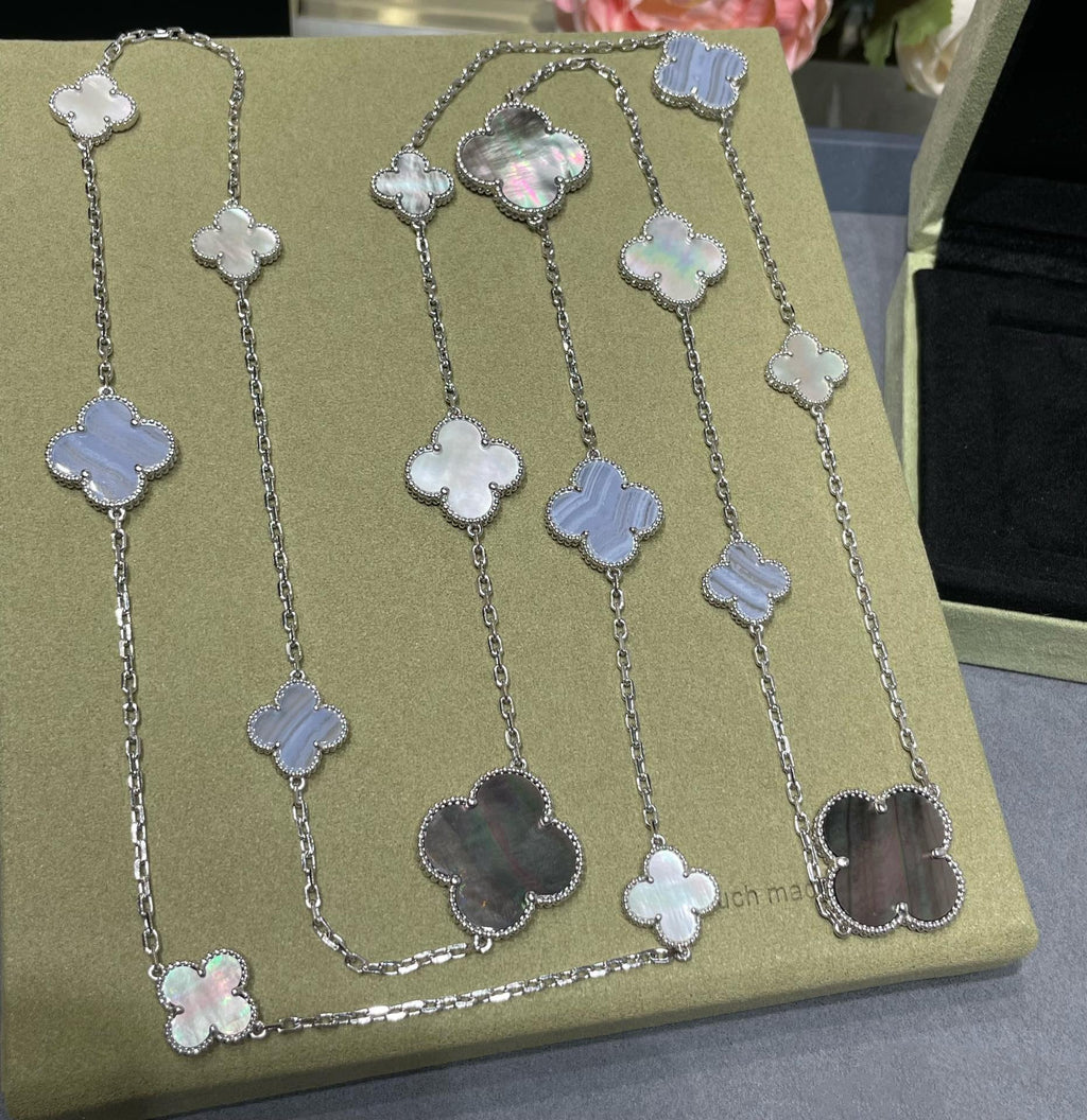 ¡®Dream¡¯CLOVER 16 MOTIV CHALZEDON PERLMUTTSILBER HALSKETTE
