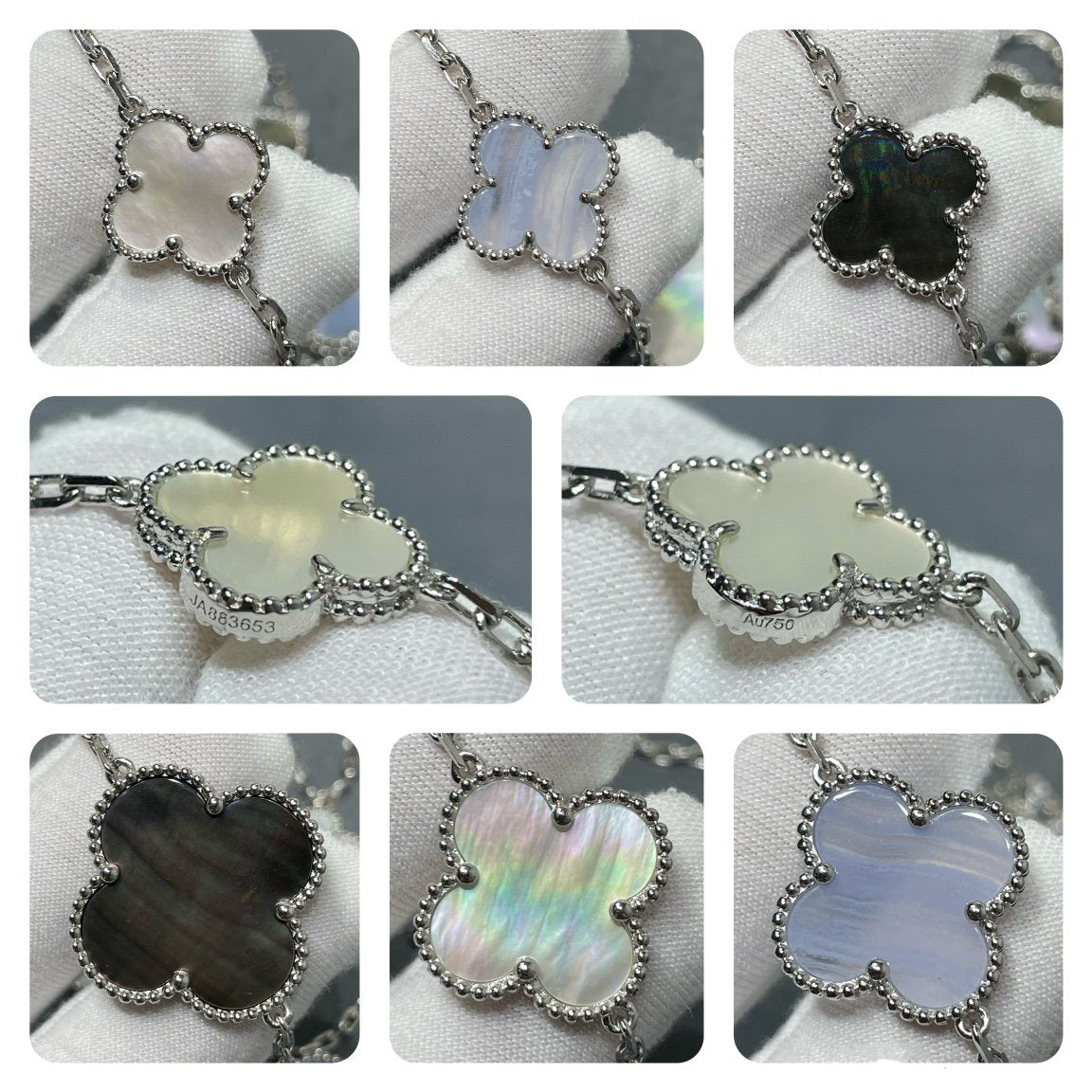 ¡®Dream¡¯CLOVER 16 MOTIV CHALZEDON PERLMUTTSILBER HALSKETTE