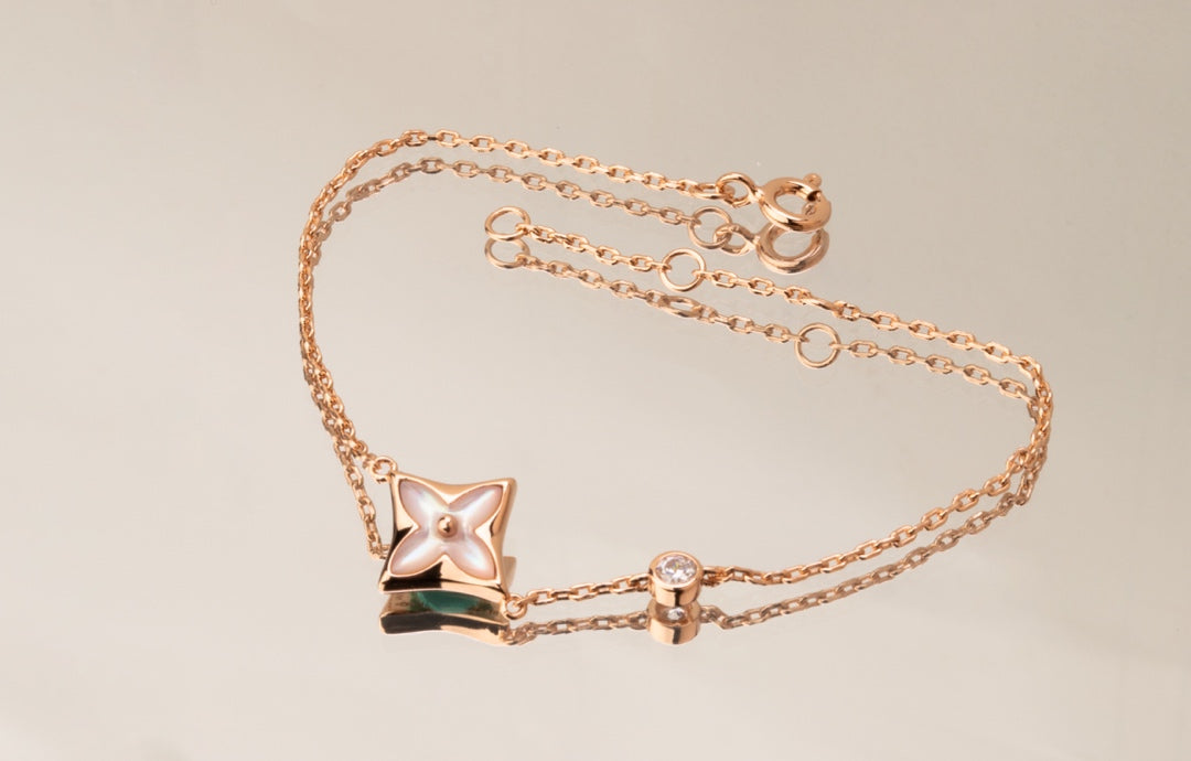 ¡®Dream¡¯STAR PINK MOP 1 DIAMOND PINK GOLD NECKLACE