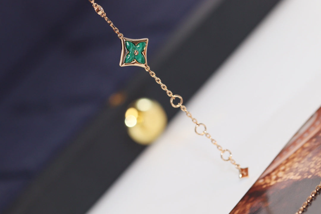 ¡®Dream¡¯STAR AND SUN 4 MOTIF PINK GOLD MALACHITE BRACELET