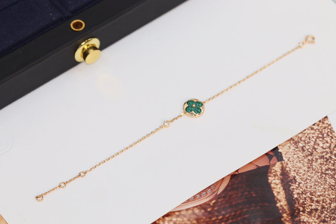 ¡®Dream¡¯STAR AND SUN 4 MOTIF PINK GOLD MALACHITE BRACELET