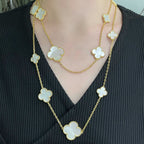 ¡®Dream¡¯CLOVER 16 MOTIF WEISSE PERLMUTT GOLD HALSKETTE