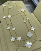 ¡®Dream¡¯CLOVER 16 MOTIF WEISSE PERLMUTT GOLD HALSKETTE