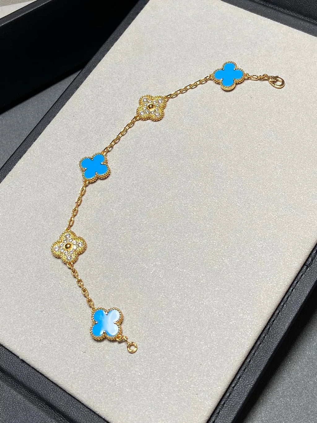 [Dream]New CLOVER 5 MOTIF BLUE AGATE BRACELET COLLECTION